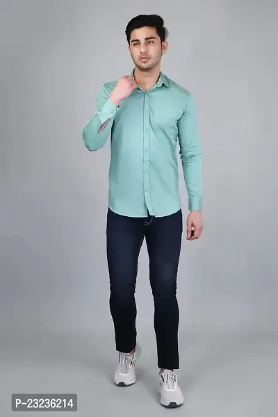 PODGE Slim Fit Twill Fabric Sea Green Color Mens Shirt(PDMS-508)-thumb5