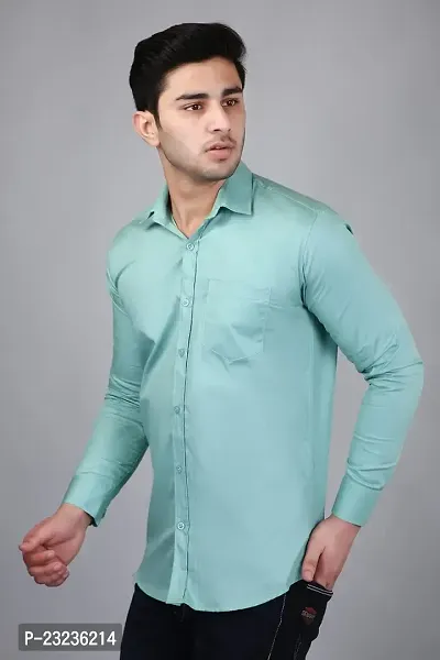 PODGE Slim Fit Twill Fabric Sea Green Color Mens Shirt(PDMS-508)-thumb4