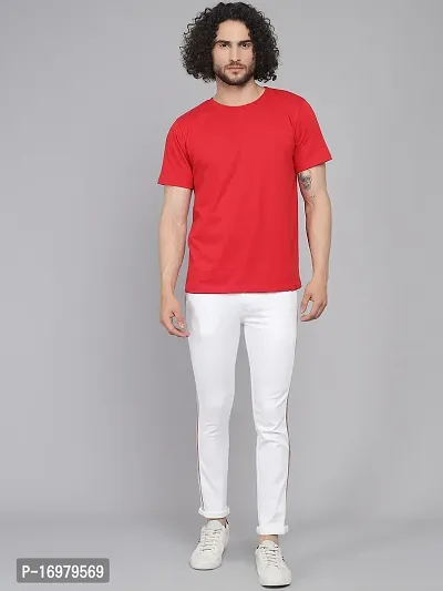 PODGE Stylish White Denim Solid Mid-Rise Jeans For Men-thumb5