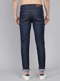 PODGE Stylish Blue Denim Solid Mid-Rise Jeans For Men-thumb3