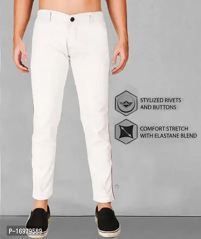 PODGE Stylish White Denim Solid Mid-Rise Jeans For Men-thumb3