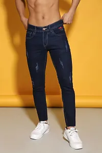 Blue Denim Mid Rise Jeans For Men-thumb1