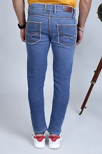 PODGE Stylish Light Blue Denim Solid Mid-Rise Jeans For Men-thumb1