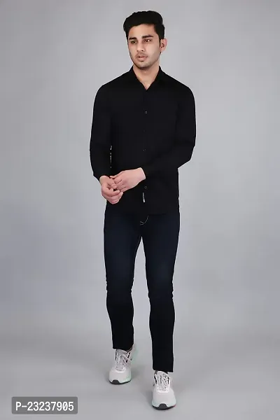 PODGE Slim Fit Twill Fabric Black Color Mens Shirt(PDMS-514)-thumb5