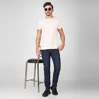 PODGE Stylish Blue Denim Solid Mid-Rise Jeans For Men-thumb4