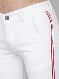 PODGE Stylish White Denim Solid Mid-Rise Jeans For Men-thumb3