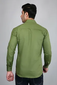 PODGE Men Solid Casual Green Shirt-thumb1