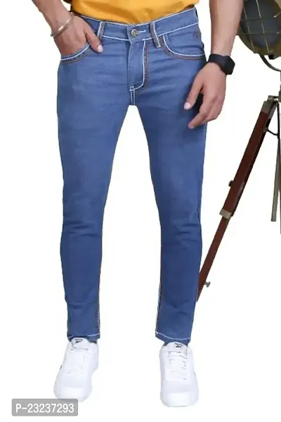 PODGE?Men Slim Mid Rise Light Blue Jeans(PGMJ-126)