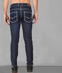PODGE Stylish Blue Denim Solid Mid-Rise Jeans For Men-thumb1