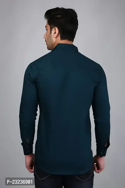 PODGE Slim Fit Twill Fabric Blue Color Mens Shirt(PDMS-506)-thumb2