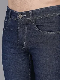 Blue Denim Mid Rise Jeans For Men-thumb4