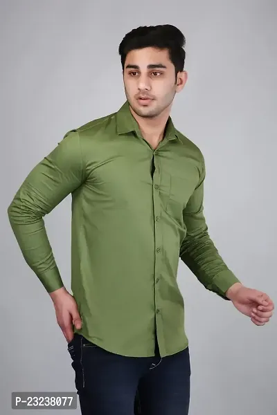 PODGE Slim Fit Twill Fabric Pista Color Mens Shirt(PDMS-517)-thumb3