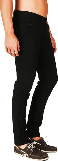 PODGE Stylish Black Denim Solid Mid-Rise Jeans For Men-thumb4