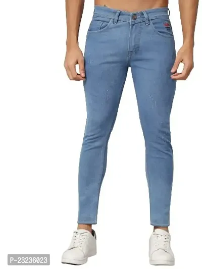 PODGE Men's Slim Fit Ankle Length Distressed Blue Jeans (PGMJ-025)