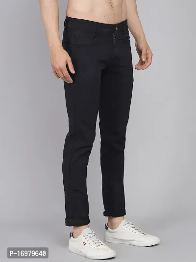 PODGE Stylish Black Denim Solid Mid-Rise Jeans For Men-thumb4