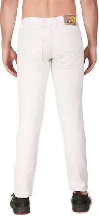 PODGE Stylish White Denim Solid Mid-Rise Jeans For Men-thumb3