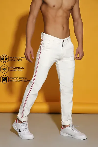 Trendy Men White Denim Regular Fit Jeans