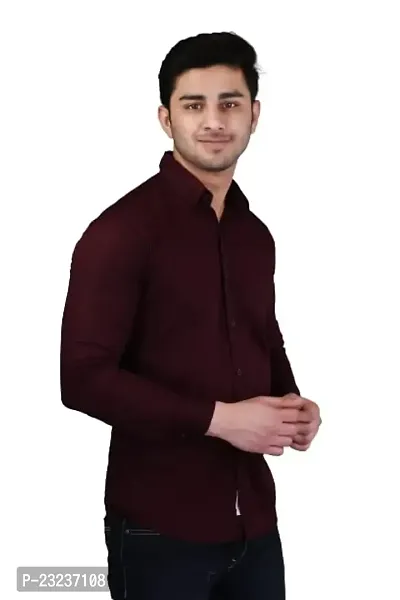 PODGE Slim Fit Twill Fabric Cherry Color Mens Shirt(PDMS-502)