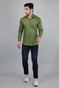 PODGE Men Solid Casual Green Shirt-thumb4