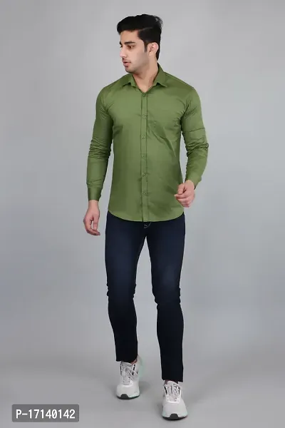 PODGE Men Solid Casual Green Shirt-thumb5