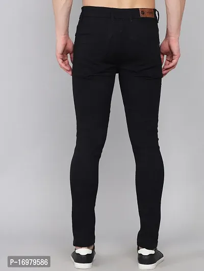 PODGE Stylish Black Denim Solid Mid-Rise Jeans For Men-thumb2