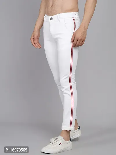 PODGE Stylish White Denim Solid Mid-Rise Jeans For Men