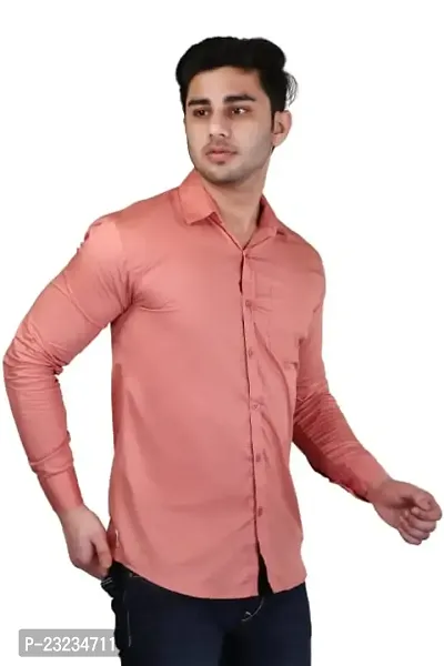 PODGE Slim Fit Twill Fabric Peach Color Mens Shirt(PDMS-504)