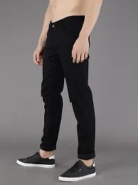 PODGE Stylish Black Denim Solid Mid-Rise Jeans For Men-thumb3
