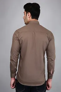 PODGE Slim Fit Twill Fabric Brown Color Mens Shirt(PDMS-515)-thumb1