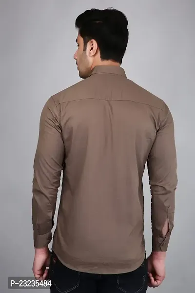 PODGE Slim Fit Twill Fabric Brown Color Mens Shirt(PDMS-515)-thumb2