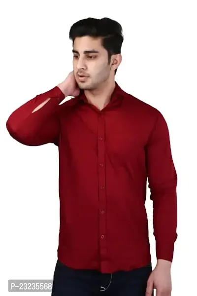 PODGE Slim Fit Twill Fabric Maroon Color Mens Shirt(PDMS-516)