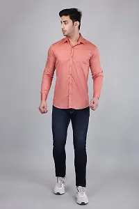 PODGE Slim Fit Twill Fabric Peach Color Mens Shirt(PDMS-504)-thumb4