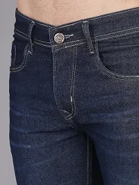 PODGE Stylish Blue Denim Solid Mid-Rise Jeans For Men-thumb2
