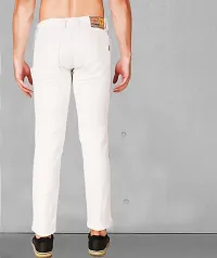 PODGE Stylish White Denim Solid Mid-Rise Jeans For Men-thumb1
