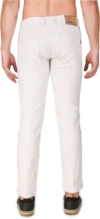 PODGE Stylish White Denim Solid Mid-Rise Jeans For Men-thumb1