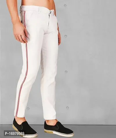 PODGE Stylish White Denim Solid Mid-Rise Jeans For Men-thumb0