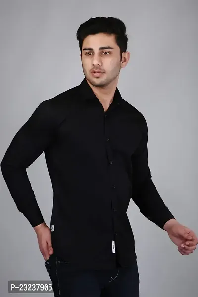 PODGE Slim Fit Twill Fabric Black Color Mens Shirt(PDMS-514)-thumb3