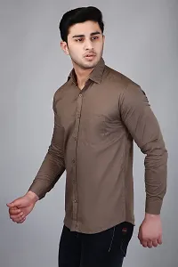 PODGE Slim Fit Twill Fabric Brown Color Mens Shirt(PDMS-515)-thumb3