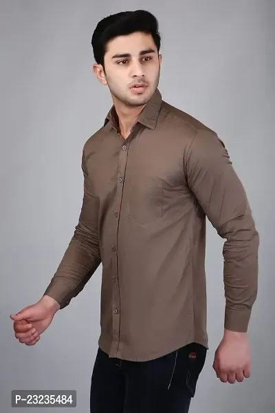 PODGE Slim Fit Twill Fabric Brown Color Mens Shirt(PDMS-515)-thumb4