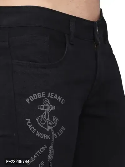 PODGE Men's Slim Fit Black Printed Jeans (PGMJ-018)-thumb5