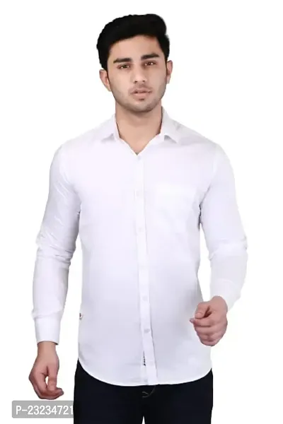 PODGE Slim Fit Twill Fabric White Color Mens Shirt(PDMS-518)