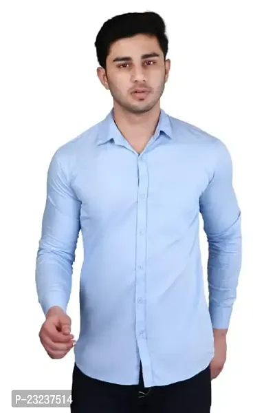 PODGE Slim Fit Twill Fabric Sky Color Mens Shirt(PDMS-512)
