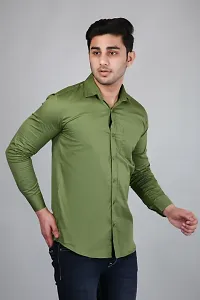 PODGE Men Solid Casual Green Shirt-thumb2