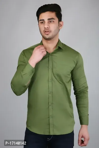 PODGE Men Solid Casual Green Shirt-thumb0