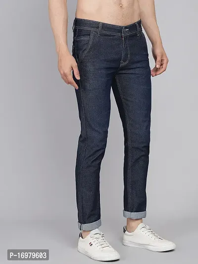Blue Denim Mid Rise Jeans For Men-thumb4