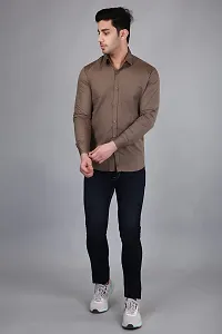 PODGE Slim Fit Twill Fabric Brown Color Mens Shirt(PDMS-515)-thumb4