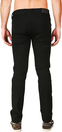 PODGE Stylish Black Denim Solid Mid-Rise Jeans For Men-thumb1