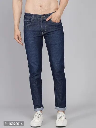 Blue Denim Mid Rise Jeans For Men-thumb0