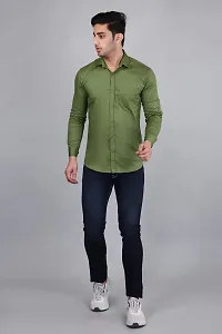 PODGE Slim Fit Twill Fabric Pista Color Mens Shirt(PDMS-517)-thumb4