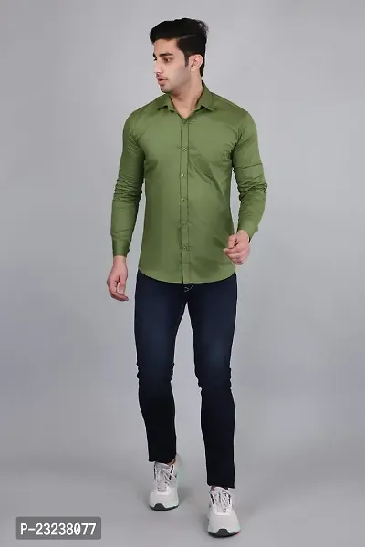 PODGE Slim Fit Twill Fabric Pista Color Mens Shirt(PDMS-517)-thumb5